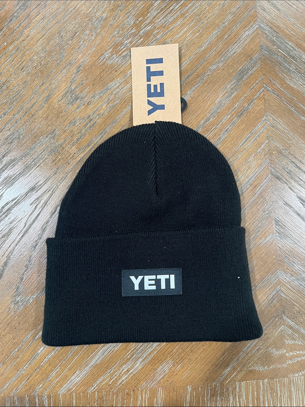 Yeti Black Folded-Cuff Beanie with Logo Patch